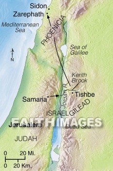 kerith, Elijah, ahab, Zarephath, Phoenicia, geography, topography, map, geographies, maps