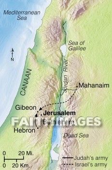 hebron, mahanaim, Joab, Abner, David, ishbosheth, Israel, Judah, amos, Tekoa, jerusalem, bethlehem, dead, sea, geography, topography, map, seas, geographies, maps