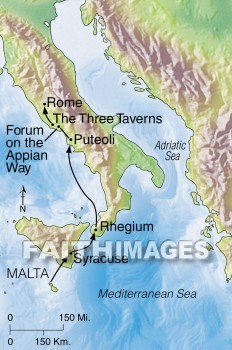 rome, Malta, Syracuse, capital, sicily, rhegium, puteoli, appian, paul, geography, topography, map, capitals, geographies, maps
