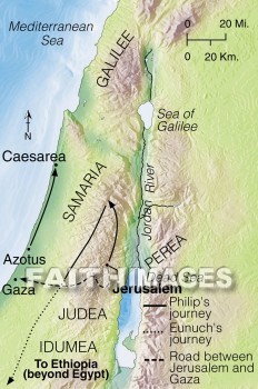 Samaria, jerusalem, Philip, ethopian, Gaza, Ethiopia, azotus, Caesarea, geography, topography, map, geographies, maps