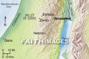 Sorek, Samson, Delilah, Philistine, Valley, Zorah, Eshtaol, geography, topography, map, valleys, geographies, maps