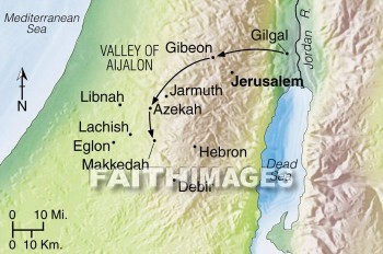 Gibeon, Israel, gibonites, Israelites, Amorite, Aijalon, Valley, Makkedah, Azekah, Joshua, geography, topography, map, valleys, geographies, maps