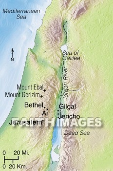 Ai, Bethel, Gilgal, Jericho, Joshua, Israelites, geography, topography, map, geographies, maps