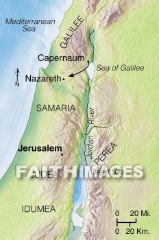 nazareth, gadarene, Capernaum, Jesus, geography, topography, map, geographies, maps