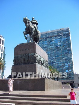 statue, monument, horse, rider, Independence, Square, Montevideo, Uruguay, downtown, monuments, horses, riders, squares, downtowns