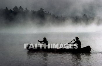 canoe, man, fish, fishing, fog, haze, vapor, boat, vessel, launch, canoes, men, Fishes, fogs, hazes, vapors, boats, vessels, launches