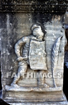 Ephesus, soldier, shield, past, remote, early, history, distant, time, bygone, day, antiquity, ancient, old, archaeology, Ruin, anthropology, culture, christian, Roman, Mediterranean, turkey, soldiers, shields, histories, times