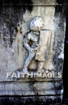 Ephesus, soldier, shield, past, remote, early, history, distant, time, bygone, day, antiquity, ancient, old, archaeology, Ruin, anthropology, culture, christian, Roman, Mediterranean, turkey, soldiers, shields, histories, times