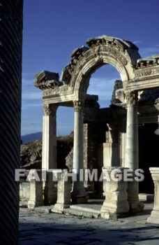 Ephesus, temple, Hadrian, past, remote, early, history, distant, time, bygone, day, antiquity, ancient, old, archaeology, Ruin, anthropology, culture, christian, Roman, Mediterranean, turkey, temples, histories, times, days