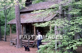 cabin, House, home, shed, wood, abode, forest, log, exterior, wilderness, shingle, shelter, isolated, survivalist, remote, rustic, nature, shack, porch, dog, man, antique, Long, ago, cabins, houses
