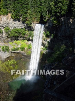 waterfall, downrush, fall, fountain, outpouring, rapids, watercourse, stream, overflow, mountain, tree, water, green, blue, cliff, shade, creation, Worship, background, Presentation, Present, forest, Landscape, outdoors, scenery, high
