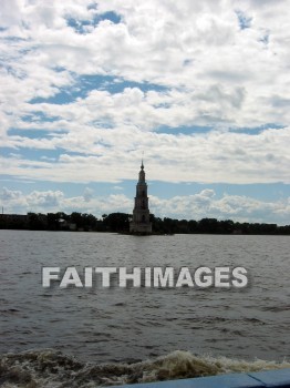 shoreline, bank, shore, waterfront, Volga, river, russia, flooded, church, Banks, shores, waterfronts, rivers, Churches