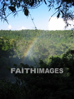rainbow, arc, colored, light, sky, refraction, sun's, ray, rain, spectral, color, red, orange, yellow, green, blue, indigo, violet, graded, display, prism, waterfall, Iguazu, fall, Argentina, river