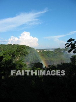 rainbow, arc, colored, light, sky, refraction, sun's, ray, rain, spectral, color, red, orange, yellow, green, blue, indigo, violet, graded, display, prism, waterfall, Iguazu, fall, Argentina, river