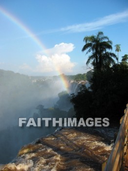 rainbow, arc, colored, light, sky, refraction, sun's, ray, rain, spectral, color, red, orange, yellow, green, blue, indigo, violet, graded, display, prism, waterfall, Iguazu, fall, Argentina, river