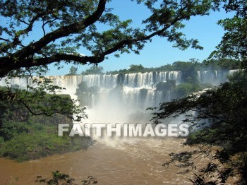 waterfall, downrush, fall, fountain, outpouring, rapids, watercourse, stream, overflow, mountain, tree, water, green, blue, cliff, shade, creation, Worship, background, Presentation, Present, forest, Landscape, outdoors, scenery, high