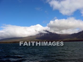 volcano, mount, Osorno, snow-capped, lake, cloud, sky, volcanoes, mounts, lakes, clouds, skies