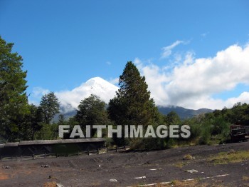 volcano, mount, Osorno, snow-capped, lake, cloud, sky, Chile, volcanoes, mounts, lakes, clouds, skies