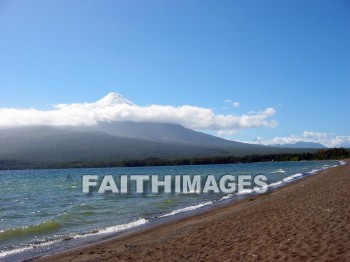 volcano, mount, Osorno, snow-capped, lake, cloud, sky, volcanoes, mounts, lakes, clouds, skies