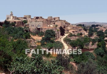 Gibeon, city, hill, path, tree, building, village, cities, hills, paths, trees, buildings, villages