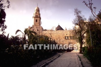 tomb, David, traditional, site, jerusalem, church, Dormition, mount, Zion, road, path, building, trees' Jerusalem, tombs, sites, Churches, mounts, roads, paths, buildings