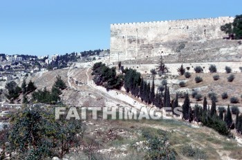 jerusalem, temple, pinnacle, southeastern, wall, old, city, mount, Olive, Kidron, Valley, temples, pinnacles, walls, cities, mounts, Olives, valleys