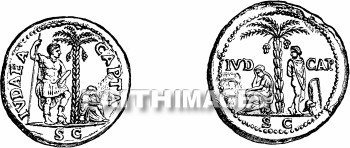 Coin, Roman, emperor, Vespasian, Commemorating, victory, Judea, Coins, Romans, emperors, victories