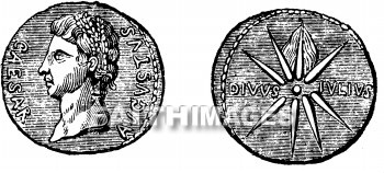 Coin, Denarius, caesar, Augustus, Money, Coins, monies