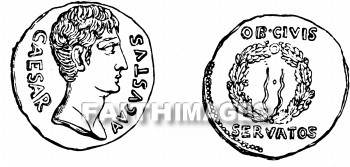 Coin, Denarius, caesar, Augustus, Coins