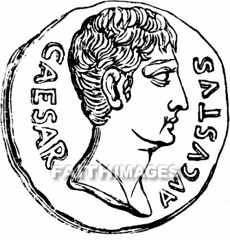 Coin, Augustus, Roman, emperor, ruler, king, tax, decree, Coins, Romans, emperors, rulers, Kings, taxes, decrees