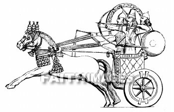 Chariot, Assyrian, archer, weapon, wheel, horse, War, warfare, battle, Bow, arrow, Clothing, costume, dress, shield, Chariots, Archers, Weapons, wheels, horses, wars, battles, bows, arrows, Costumes, dresses