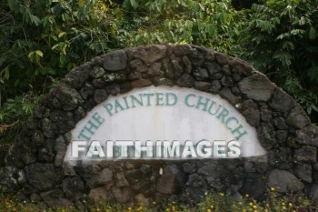 sign, st. benedict catholic church, honaunau, south kona, kona, island of hawaii, hawaii, signs
