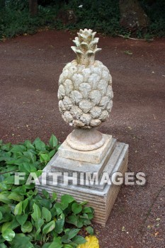 pineapple, ornament, pineapple ornament, allerton garden, kuai national botanical garden, kuai, hawaii, pineapples, ornaments