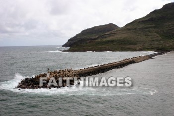 coastline, breakwater, kuai, hawaii