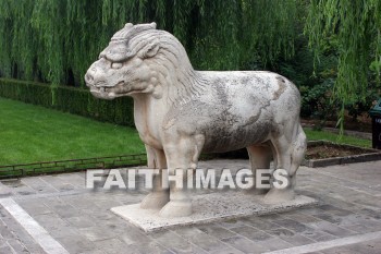 stone xiezhi mythical goat, stone animals on the sacred way, ming tombs, imperial tombs, burial, cemetery, grave, death, dying, dead, dies, china, burials, cemeteries, Graves, deaths
