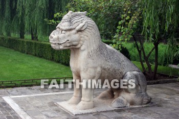 stone xiezhi mythical goat, stone animals on the sacred way, ming tombs, imperial tombs, burial, cemetery, grave, death, dying, dead, dies, china, burials, cemeteries, Graves, deaths