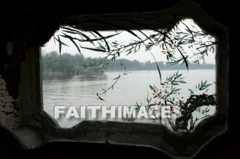 window, flower, lake, the summer palace, beijing, china, windows, flowers, lakes