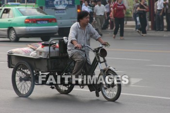 three-wheel bicycle, bicycle, xian, china, bicycles