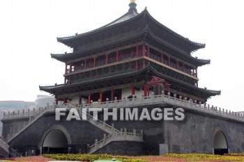 bell tower, bell, tower, pagoda, xian, china, bells, towers, pagodas