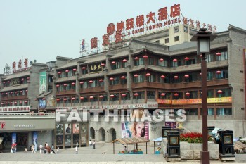 hotel, chinese lanterns, xian, china, hotels