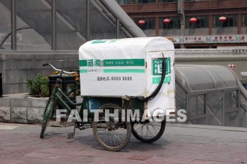 three-wheel bicycle, bicycle, delivery, Deliver, haul, hauling, hauled, xian, china, bicycles, deliveries, hauls