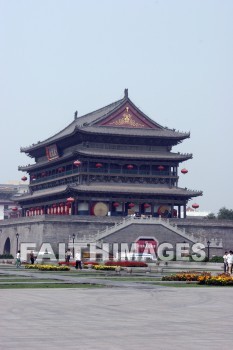 bell tower, bell, tower, xian, china, bells, towers