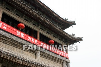 city wall, city gate, chinese lanterns, light, lamp, illumine, illuminate, xian, china, lights, lamps