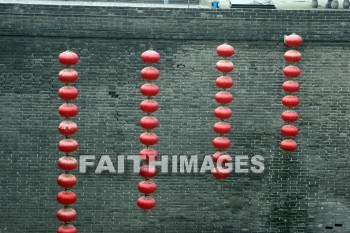 city wall, city gate, chinese lanterns, light, lamp, illumine, illuminate, xian, china, lights, lamps