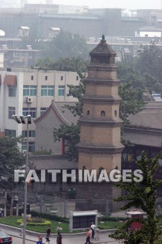 city buildings, pagoda, xian, china, pagodas