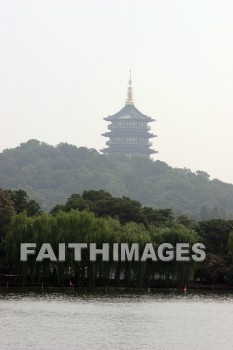 pagoda, west lake, hangzhou, china, pagodas