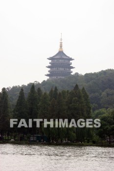 pagoda, west lake, hangzhou, china, pagodas