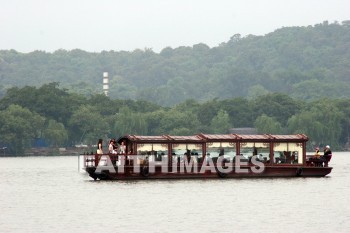 chinese boat, west lake, hangzhou, china