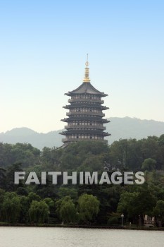 pagoda, mountain, west lake, hangzhou, china, pagodas, mountains