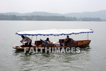 chinese boat, west lake, hangzhou, china